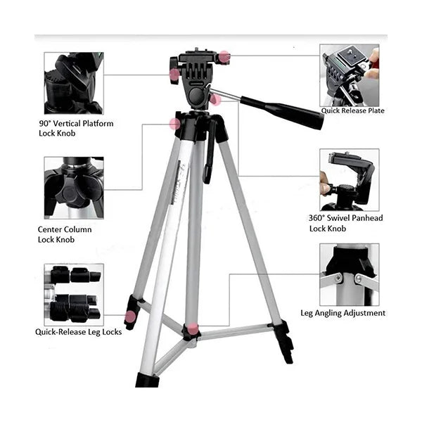 Tripod Camera Stand 330A – Adjustable, Lightweight & Sturdy with 3-Way Pan Head