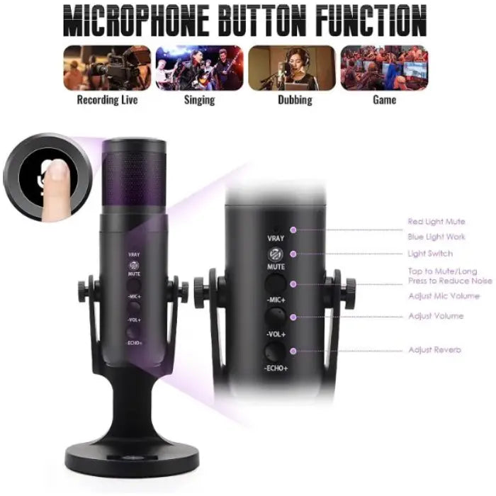 Jamary MC-PW9 RGB USB Microphone – Professional Sound Quality at the Best Price in Pakistan