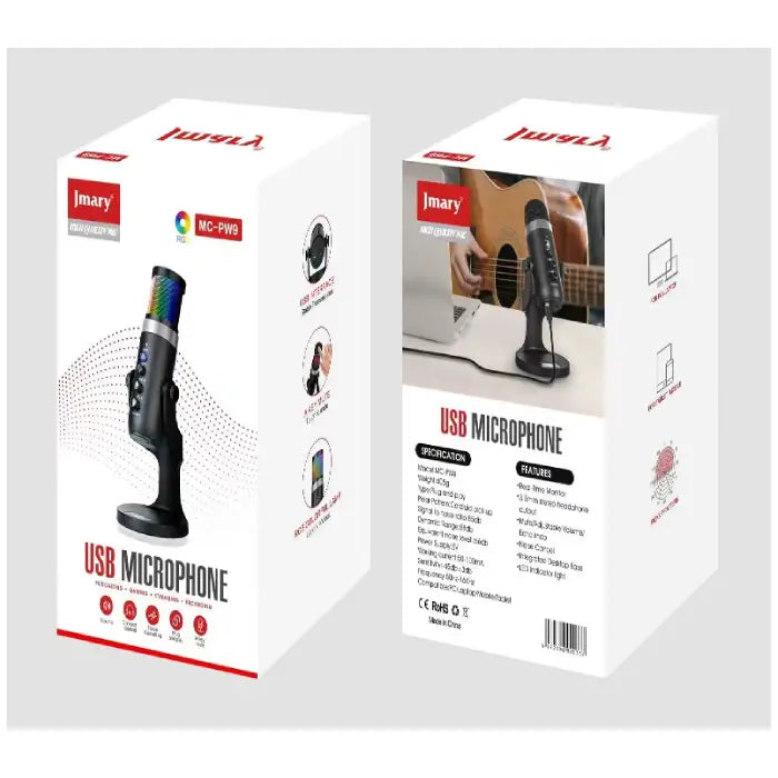 Jamary MC-PW9 RGB USB Microphone – Professional Sound Quality at the Best Price in Pakistan
