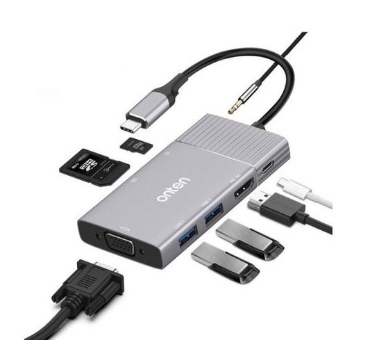 ONTEN 95113 Multifunction Type-C Adapter – 5-in-1 USB-C Hub with HDMI, USB 3.0, SD/TF Card Reader