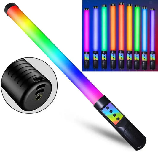 RGB Handheld LED Light Wand – Rechargeable, Dimmable Bi-Color (3000K-6500K) Photography & Video Light Stick